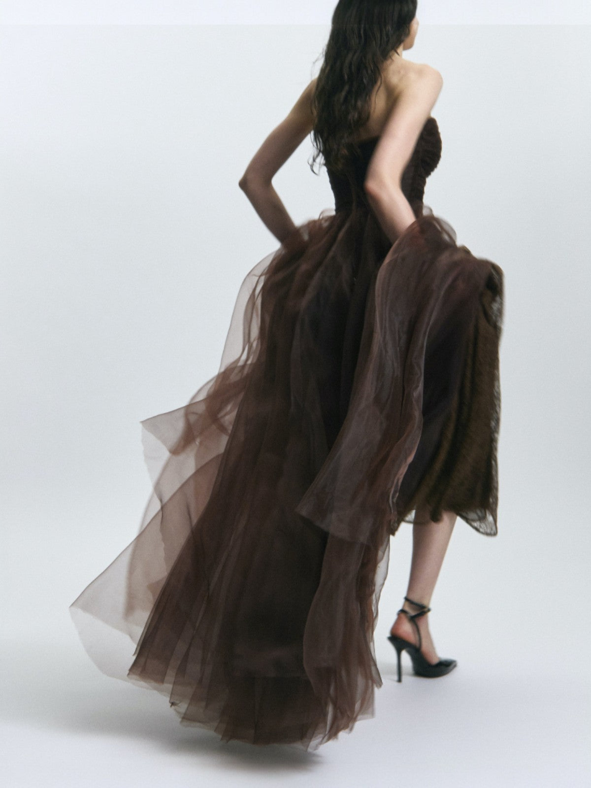 Leon Silk Organza Mocca Dress Leon Silk Organza Mocca Dress