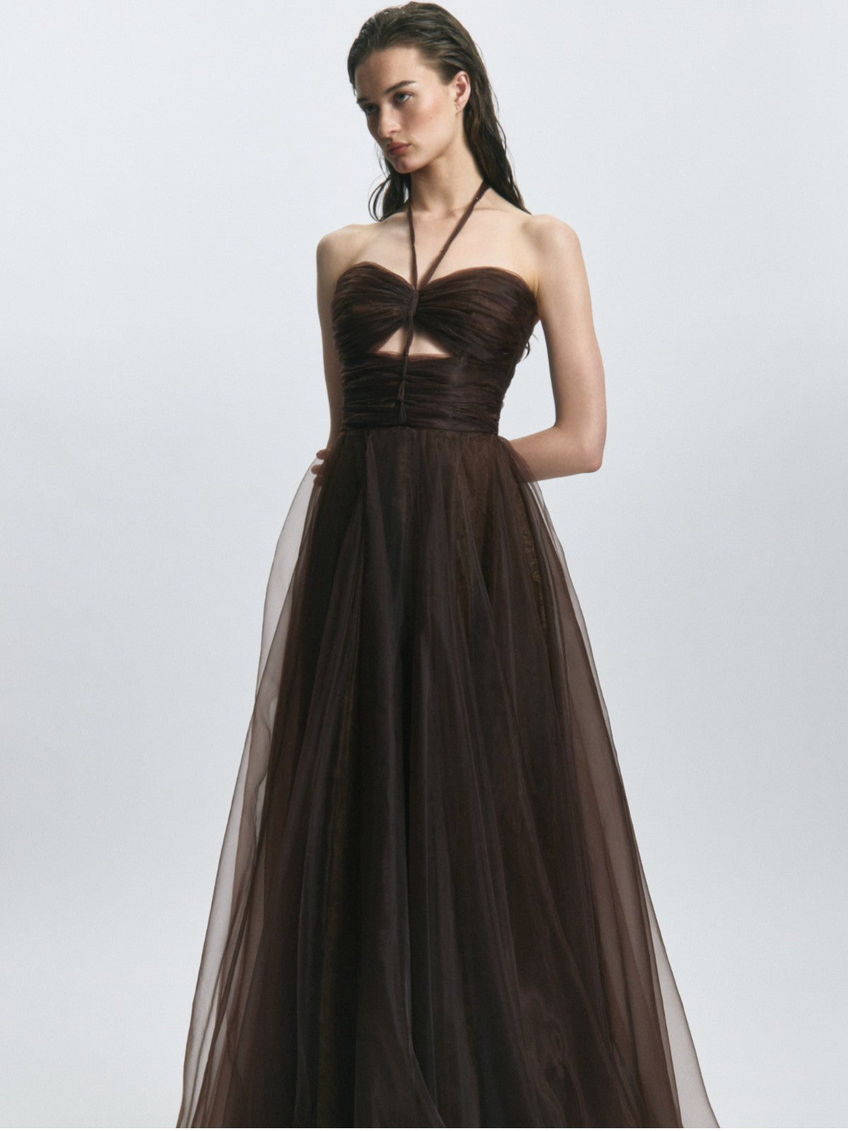Leon Silk Organza Mocca Dress Leon Silk Organza Mocca Dress