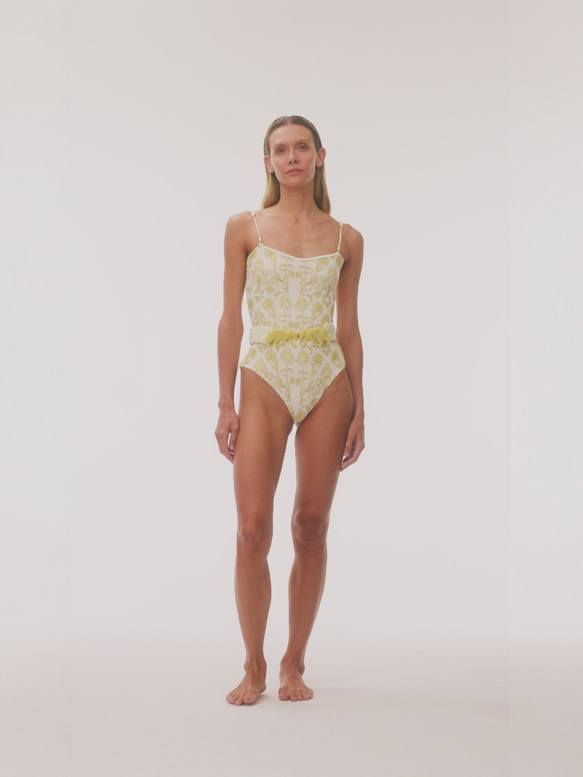 Esteros Embroidered One Piece | Yellow Flowers/Ivory Esteros Embroidered One Piece | Yellow Flowers/Ivory