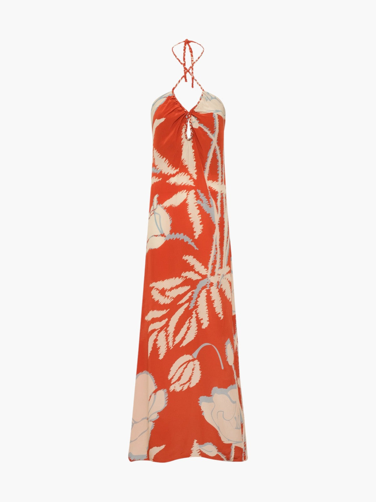 Amazonia Crepe Chine Maxi Dress | Orange Gladiolos Amazonia Crepe Chine Maxi Dress | Orange Gladiolos - Fashionkind