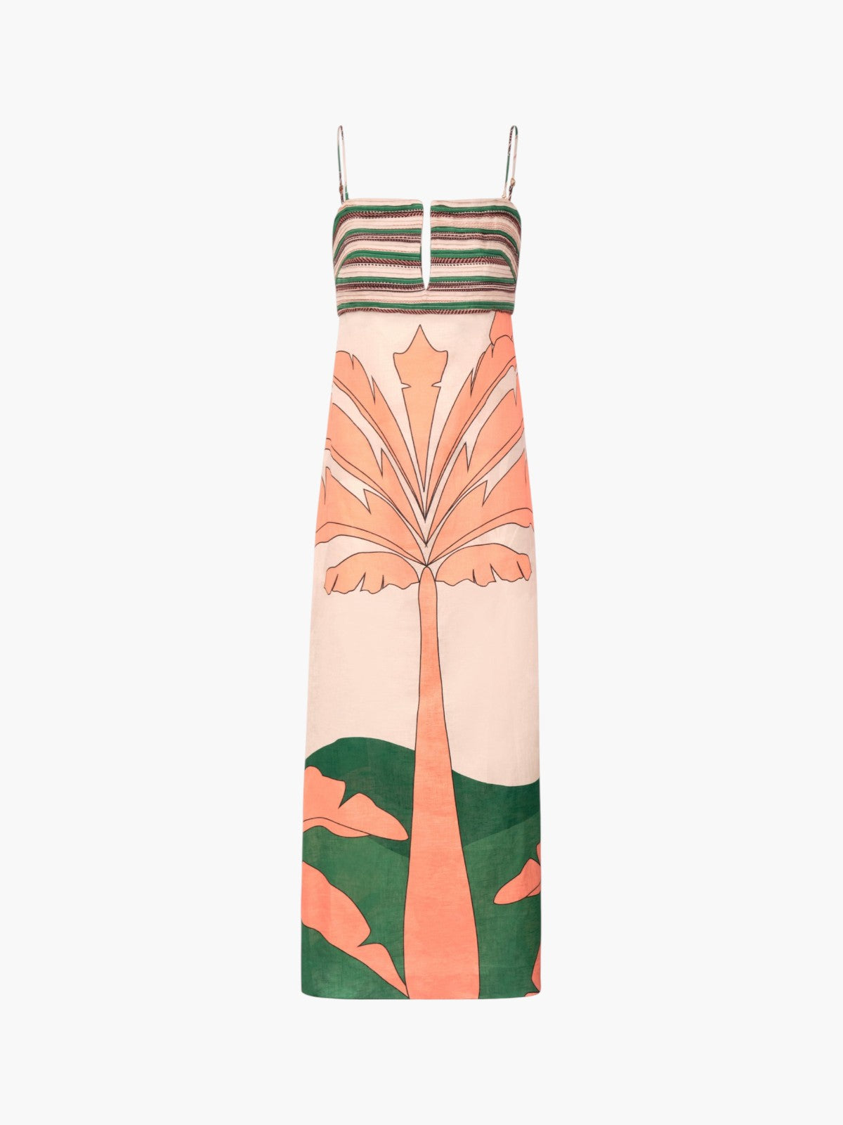 Antigua Linen Midi Dress | Peach Palms Antigua Linen Midi Dress | Peach Palms - Fashionkind