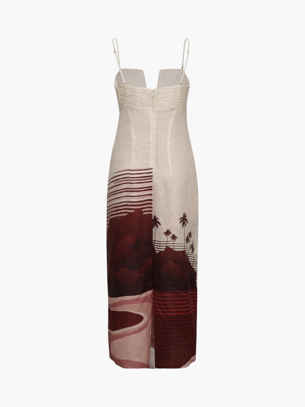 Antigüa Linen Midi Dress / Red Tropical Landscape xs Antigüa Linen Midi Dress / Red Tropical Landscape xs
