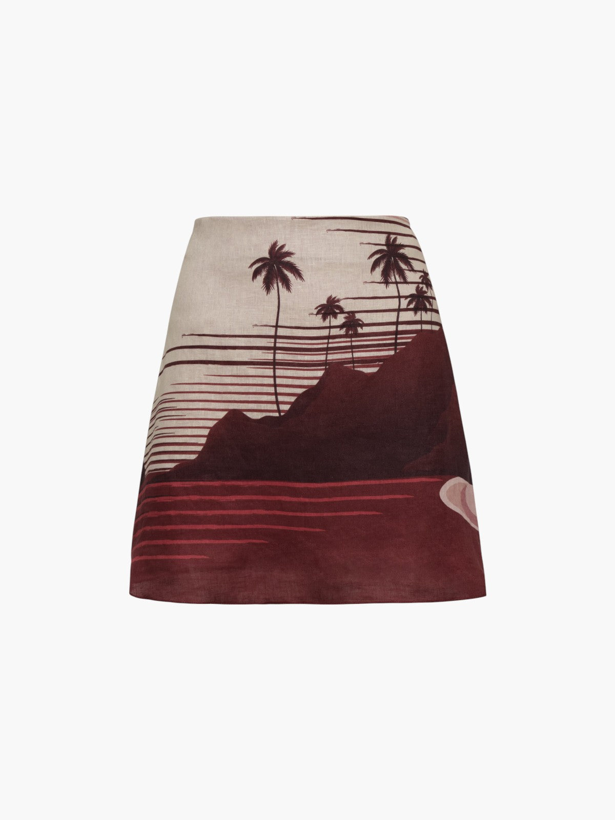 Carmelita Linen Mini Skirt | Red Tropical Landscape Carmelita Linen Mini Skirt | Red Tropical Landscape