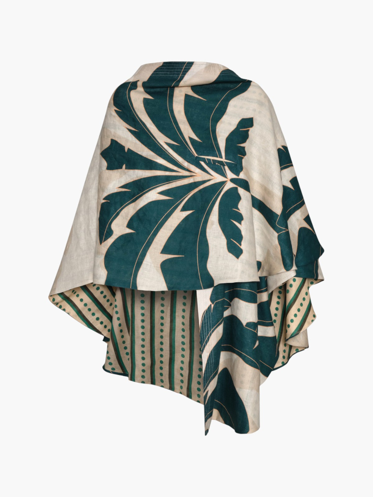Cavalo Linen Poncho | Aquamarine Palms/Green Stripes Cavalo Linen Poncho | Aquamarine Palms/Green Stripes
