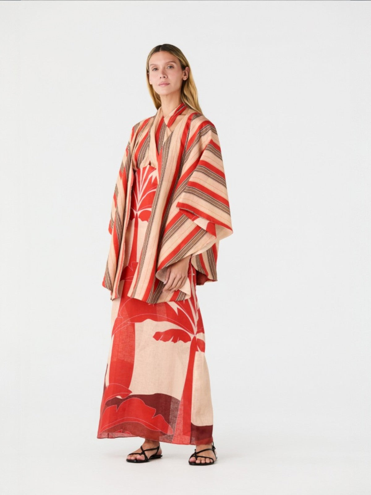Cavalo Linen Poncho | Orange Palms Cavalo Linen Poncho | Orange Palms - Fashionkind