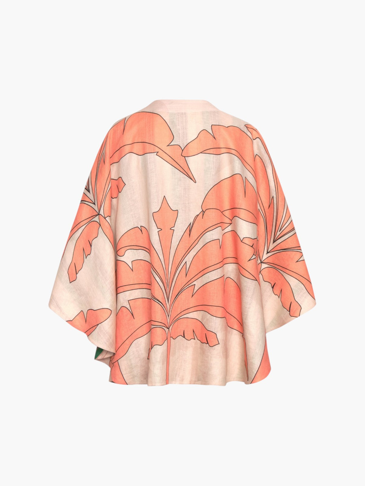 Cavalo Linen Poncho | Peach Palms/Green Artisanal Stripes Cavalo Linen Poncho | Peach Palms/Green Artisanal Stripes - Fashionkind