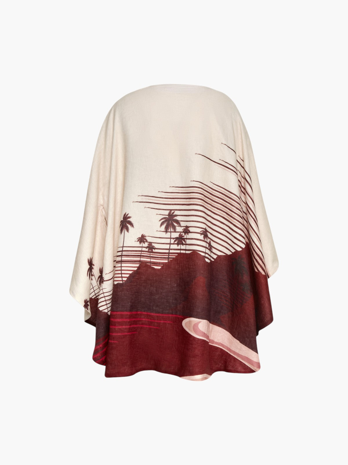 Cavalo Linen Poncho | Red Tropical Landscape Cavalo Linen Poncho | Red Tropical Landscape