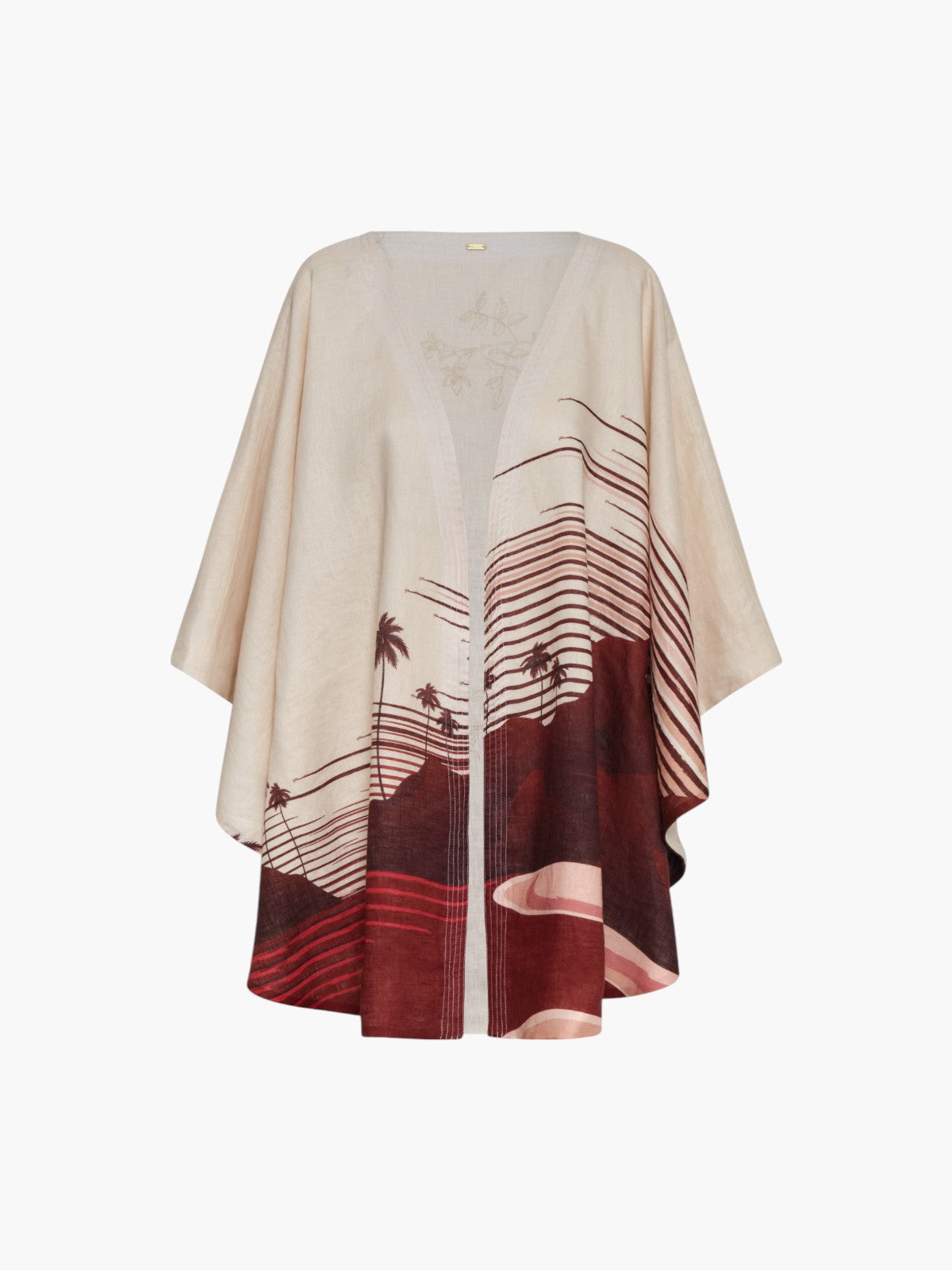 Cavalo Linen Poncho | Red Tropical Landscape Cavalo Linen Poncho | Red Tropical Landscape