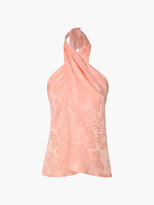 Cayetana Silk Jacquard Blouse | Peach