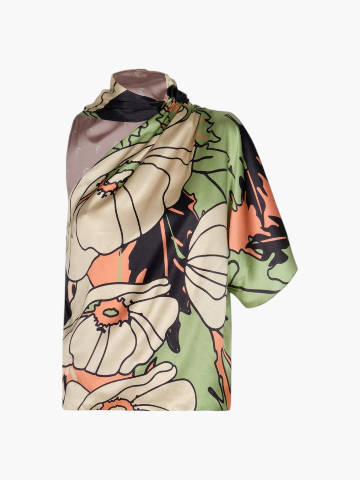 Chiminango Satin Silk Blouse | Sage Gladiolos Garden Chiminango Satin Silk Blouse | Sage Gladiolos Garden - Fashionkind