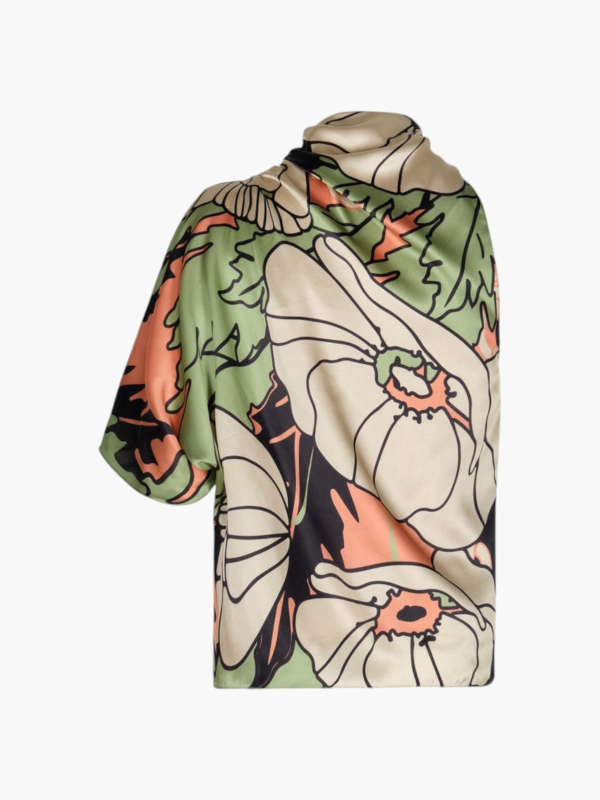 Chiminango Satin Silk Blouse | Sage Gladiolos Garden Chiminango Satin Silk Blouse | Sage Gladiolos Garden - Fashionkind