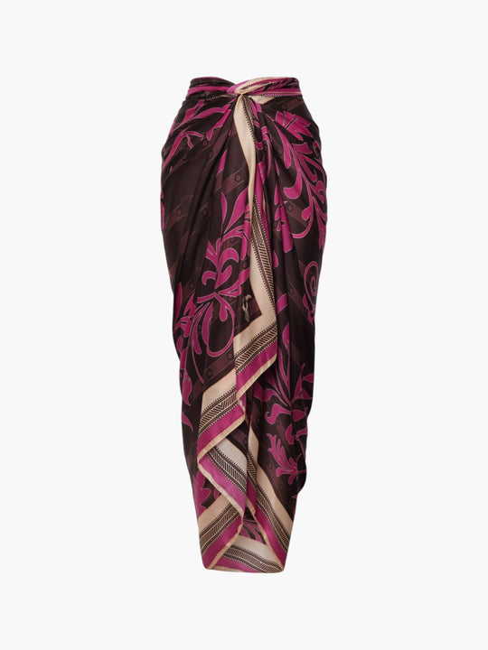 De La Falaise Cotton Silk Sarong | Fuchsia Flowers