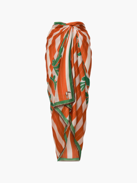 De La Falaise Cotton Silk Sarong | Green Solana Shield