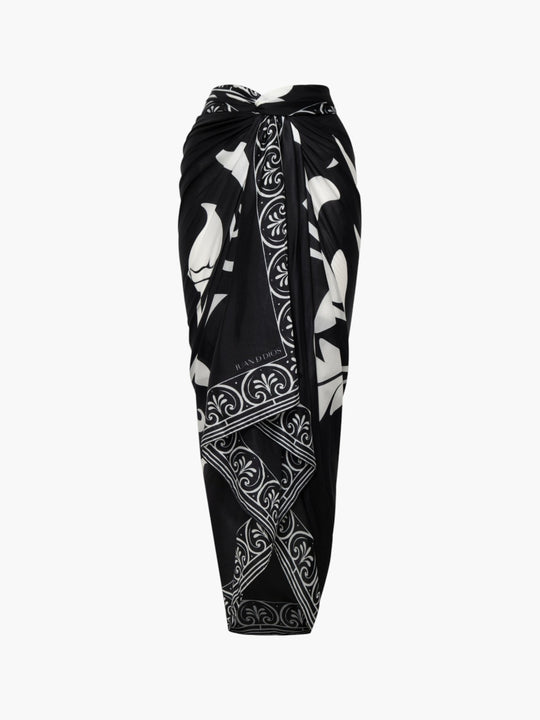 De La Falaise Cotton Silk Sarong | Ivory Flowers