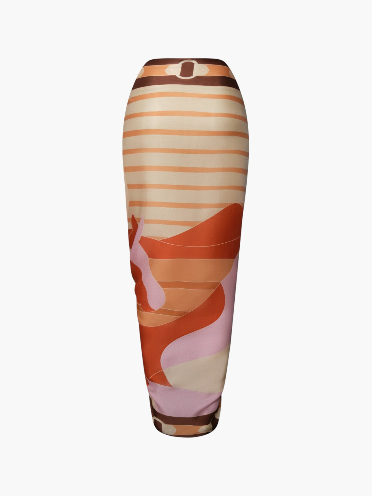 De La Falaise Cotton Silk Sarong | Orange Horses De La Falaise Cotton Silk Sarong | Orange Horses - Fashionkind