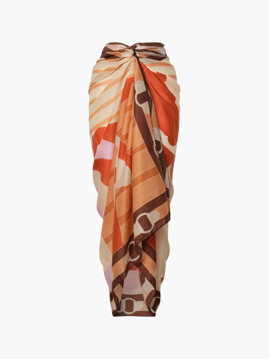 De La Falaise Cotton Silk Sarong | Orange Horses