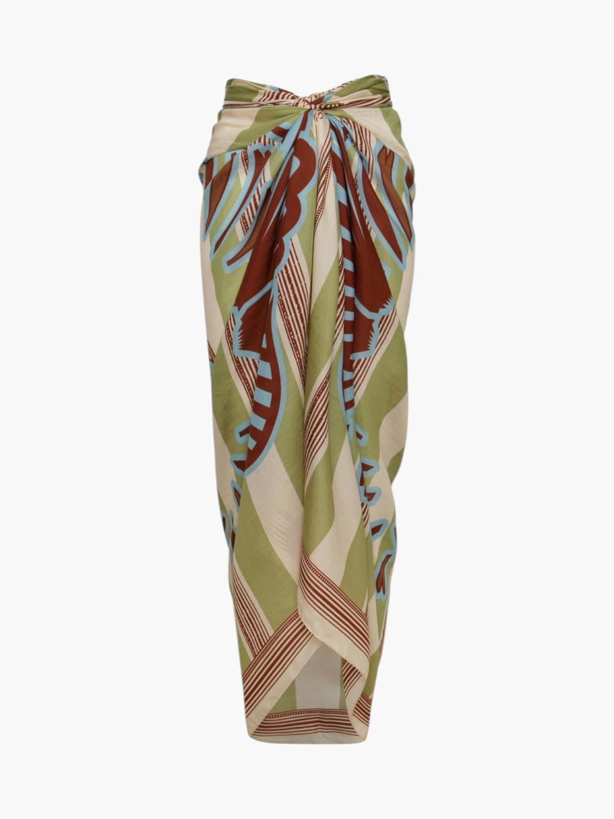 De La Falaise Cotton Silk Sarong | Sage Ornament Stripes De La Falaise Cotton Silk Sarong | Sage Ornament Stripes