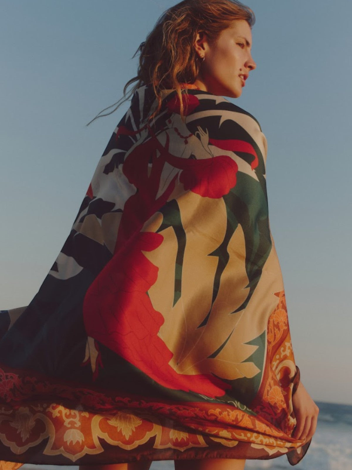 De La Falaise Cotton Silk Sarong | Peach Dancer De La Falaise Cotton Silk Sarong | Peach Dancer