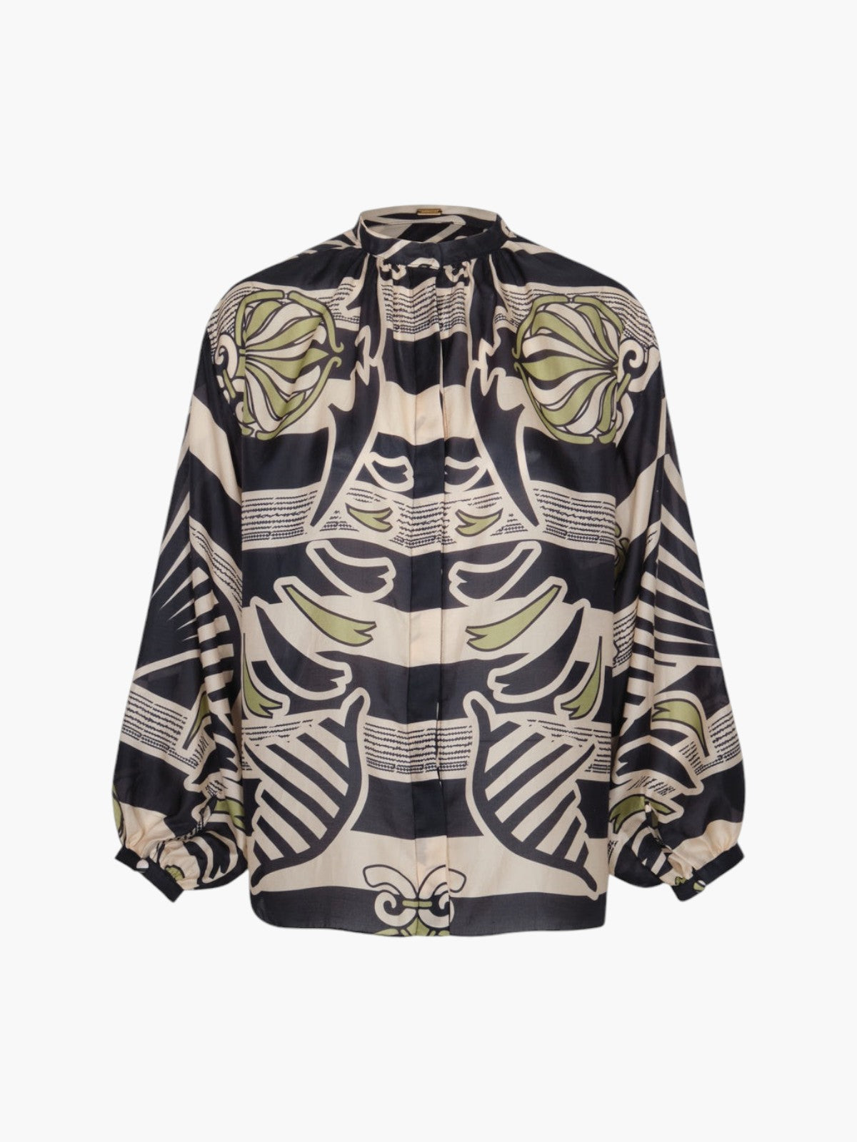 Don Simon Cotton Silk Blouse | Navy Ornament Stripes Don Simon Cotton Silk Blouse | Navy Ornament Stripes - Fashionkind