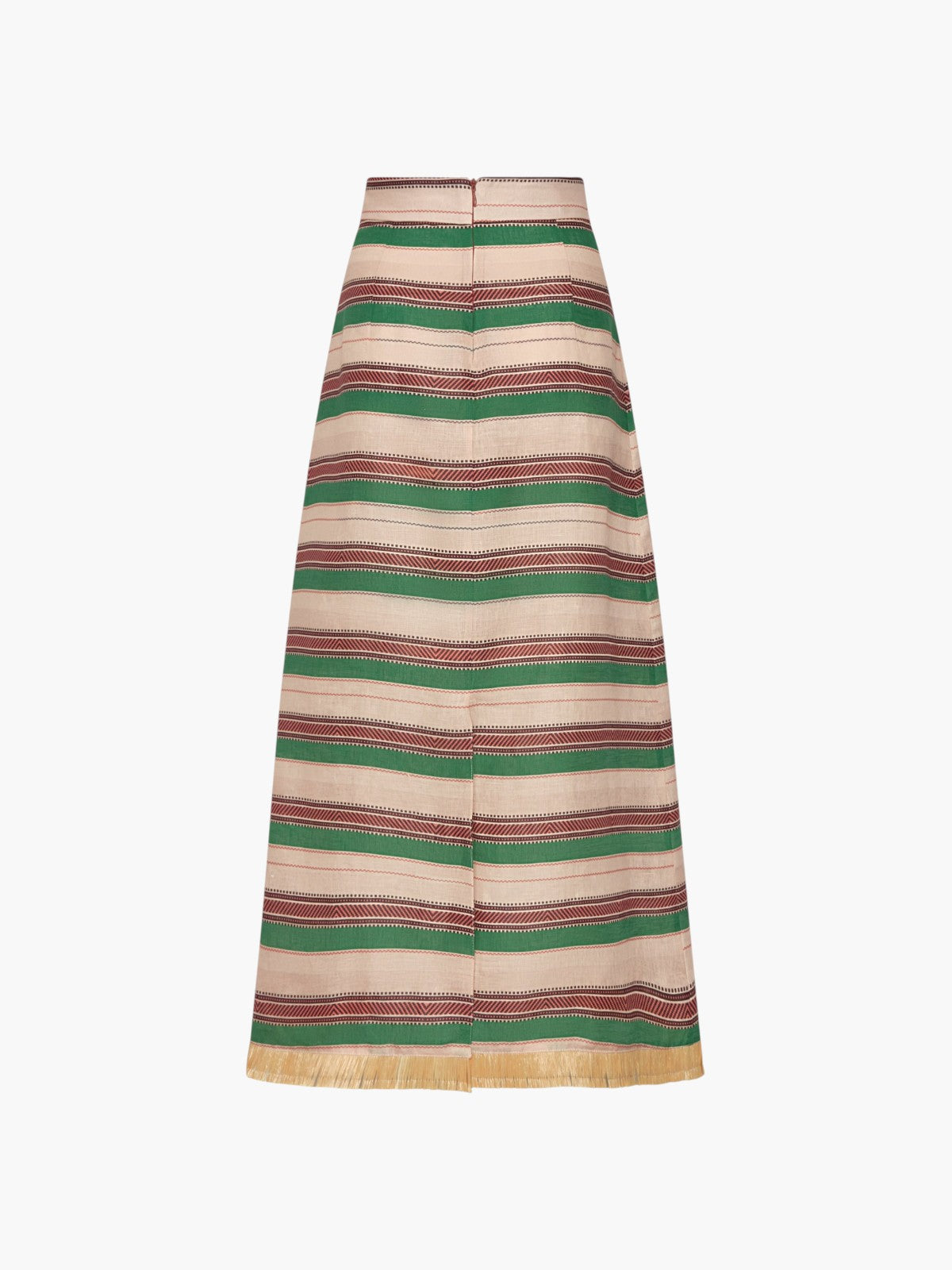 El Carmelo Linen Midi Skirt | Green Artisanal Stripes El Carmelo Linen Midi Skirt | Green Artisanal Stripes - Fashionkind