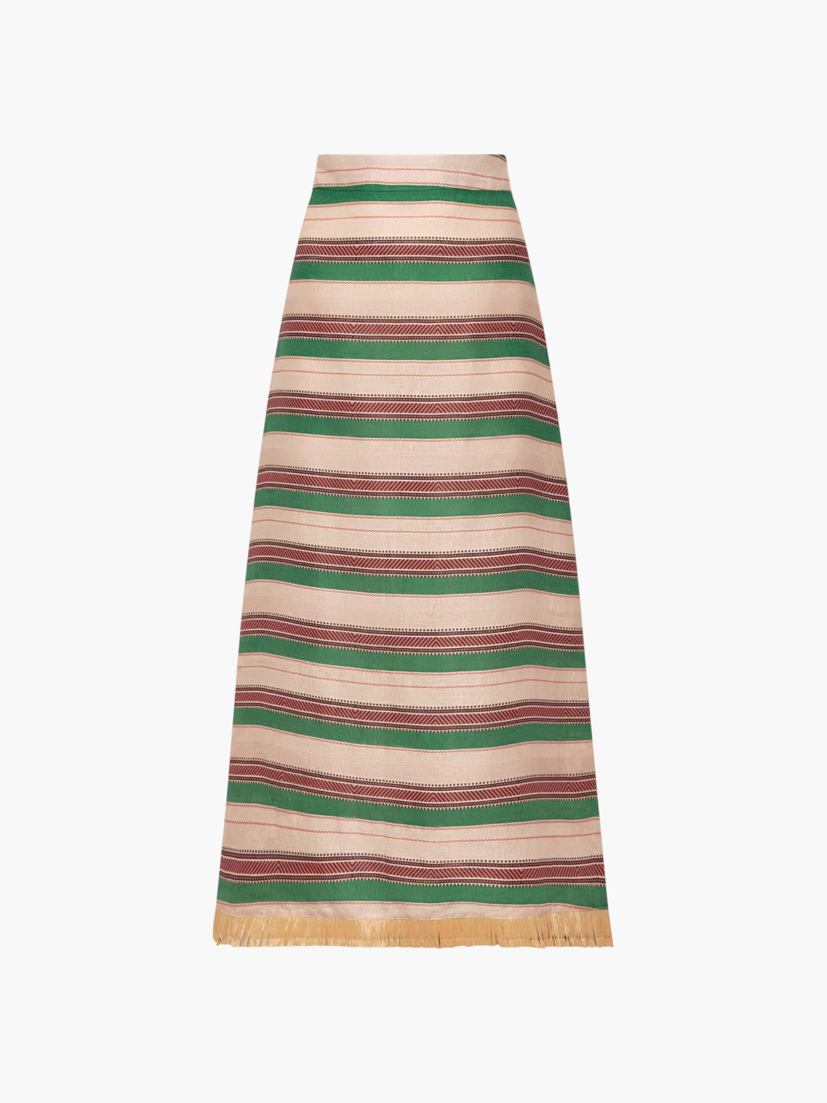 El Carmelo Linen Midi Skirt | Green Artisanal Stripes El Carmelo Linen Midi Skirt | Green Artisanal Stripes - Fashionkind
