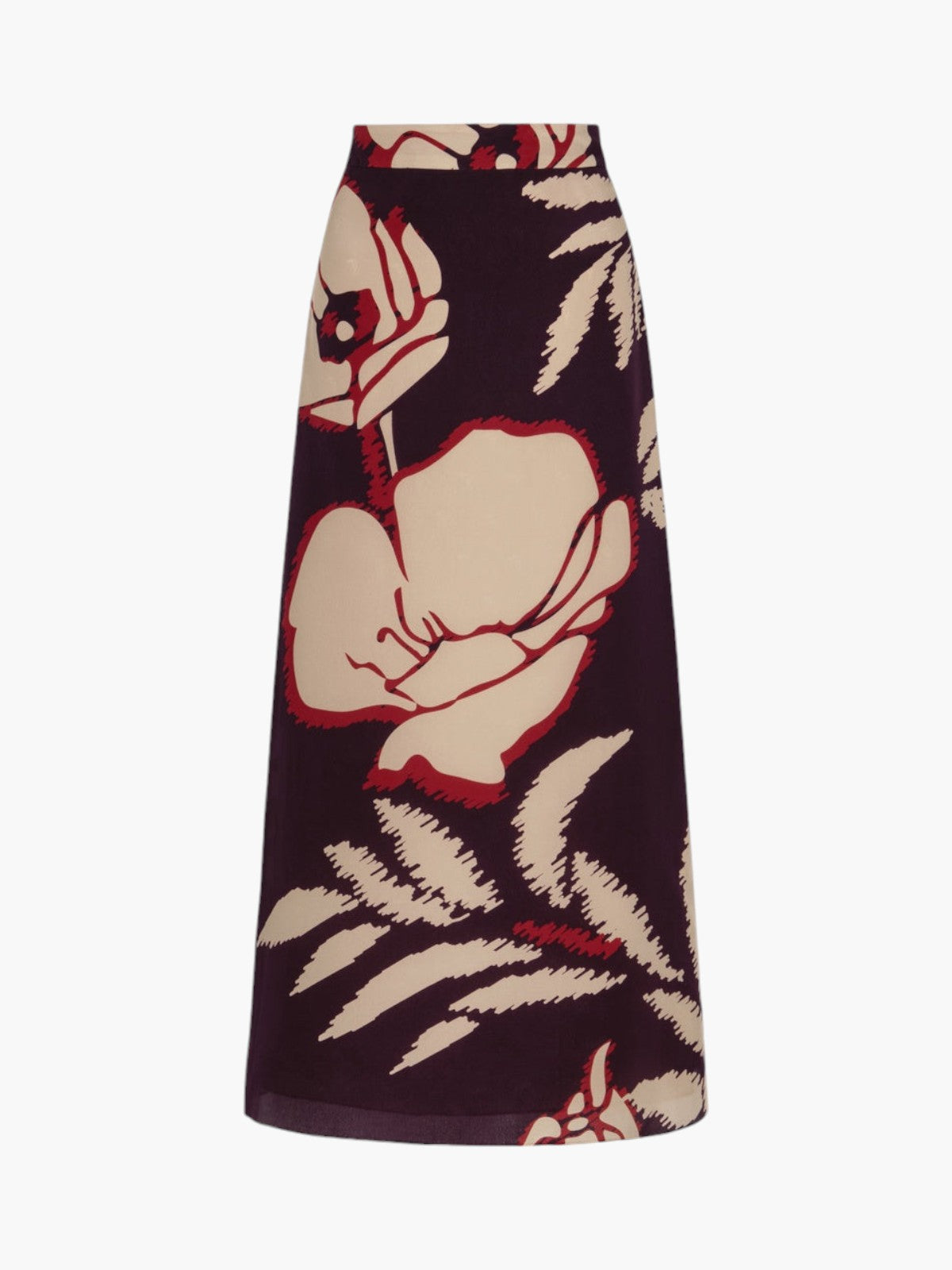 El Carmen Crepe Chine Midi Skirt | Purple Gladiolos El Carmen Crepe Chine Midi Skirt | Purple Gladiolos - Fashionkind
