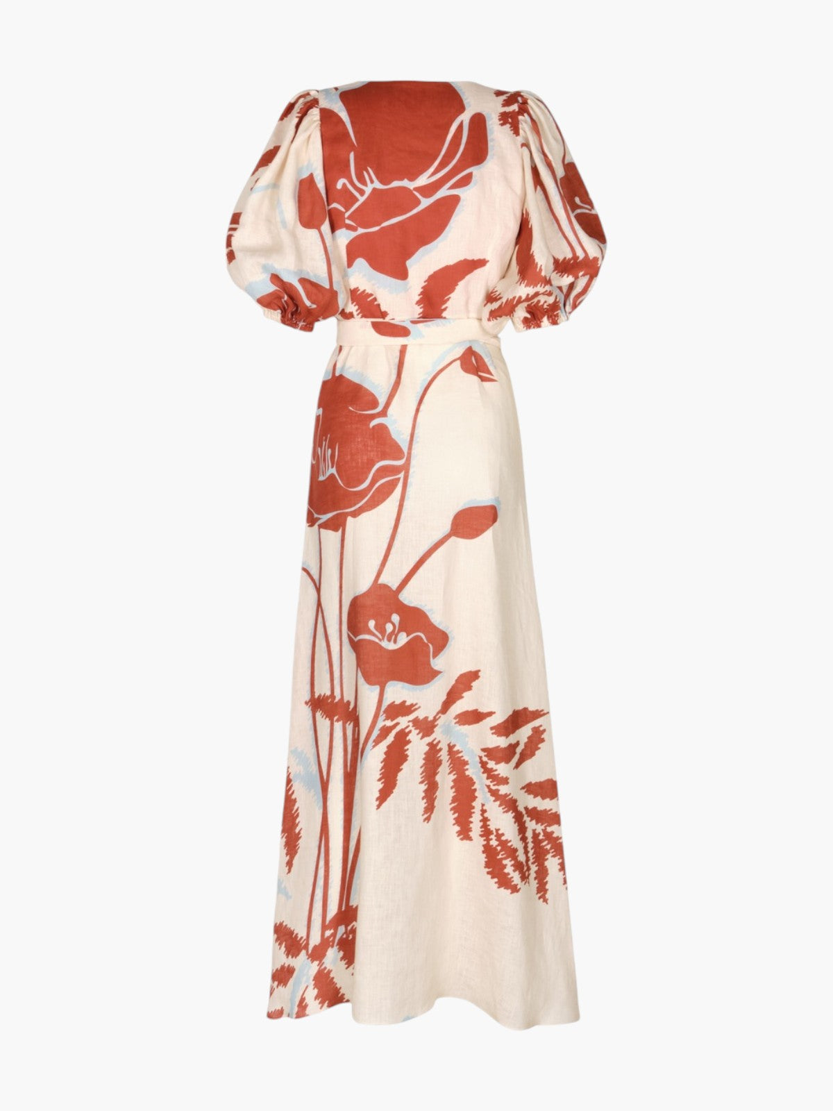 Ermita Linen Midi Dress | Ecru/Orange Gladiolos Ermita Linen Midi Dress | Ecru/Orange Gladiolos - Fashionkind