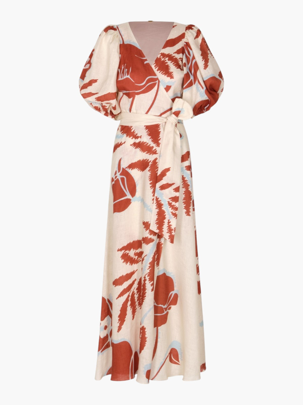 Ermita Linen Midi Dress | Ecru/Orange Gladiolos Ermita Linen Midi Dress | Ecru/Orange Gladiolos - Fashionkind