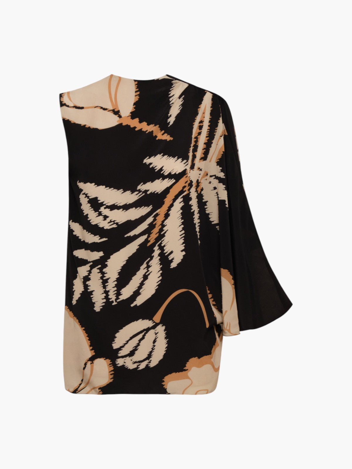 Gonzalez Crepe Chine Blouse | Black/Beige Gladiolos