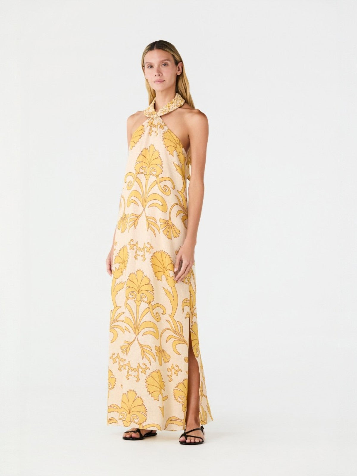 Ipanema Linen Maxi Dress | Yellow Flowers Ipanema Linen Maxi Dress | Yellow Flowers - Fashionkind