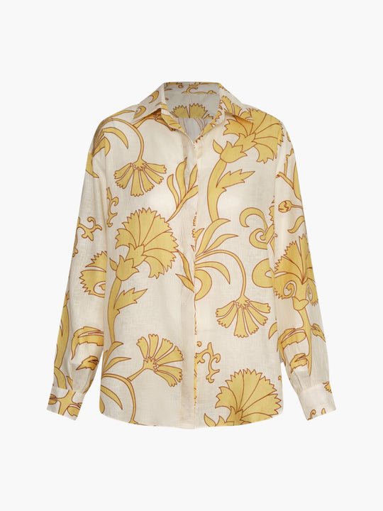 Jill Linen Shirt | Yellow Flowers
