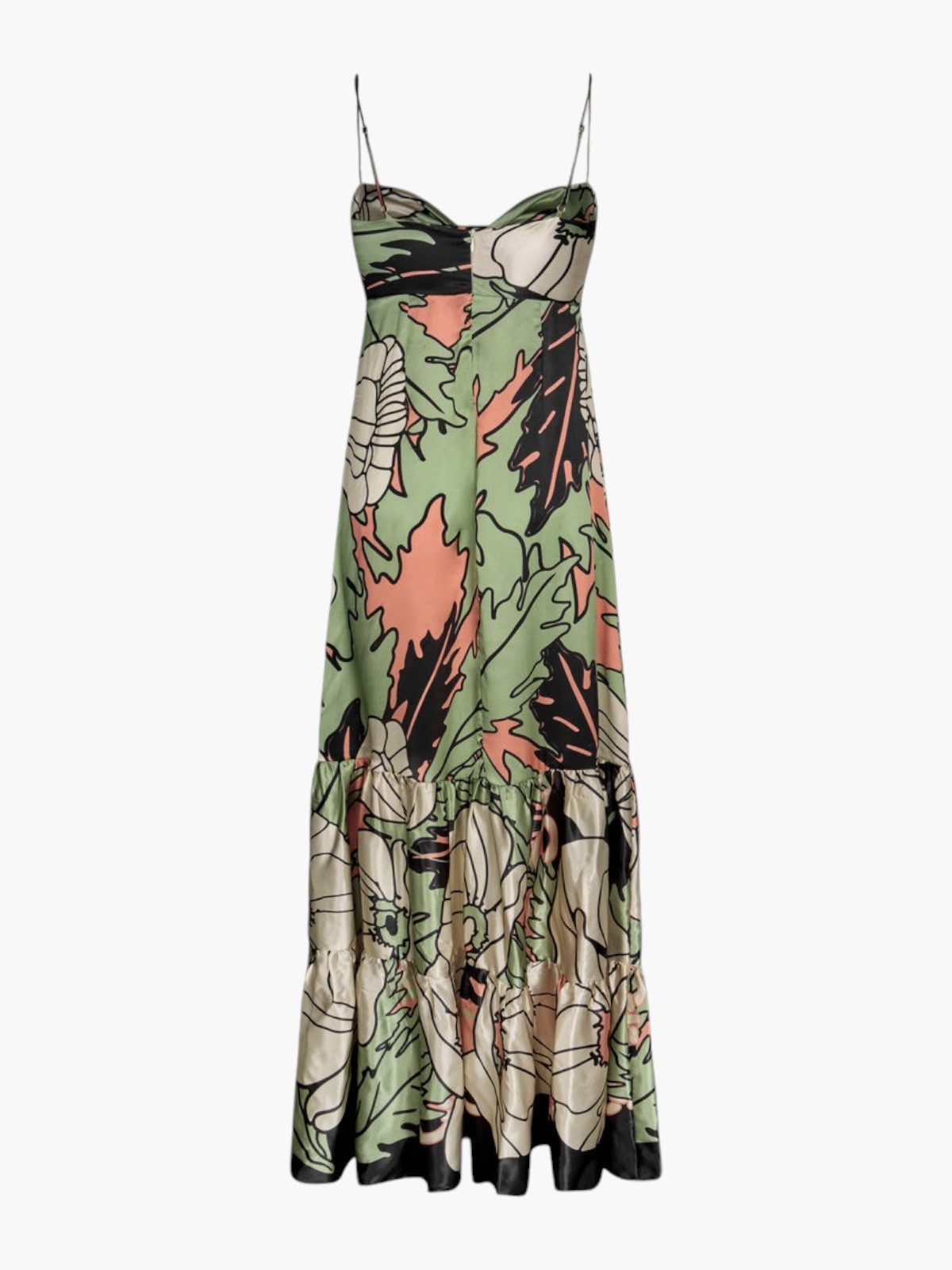 Julieta Satin Silk Maxi Dress | Sage Gladiolos Garden Julieta Satin Silk Maxi Dress | Sage Gladiolos Garden - Fashionkind