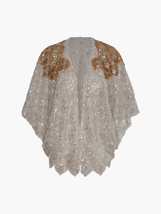 La Santamaria Palms Sequined Mini Coat | Silver & Gold