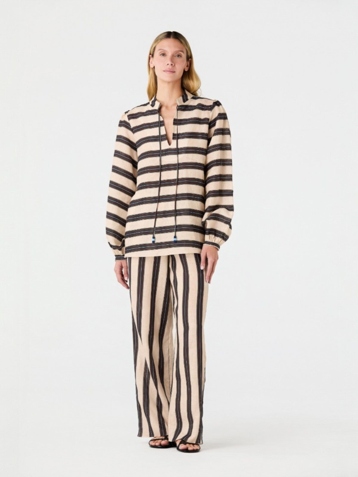 Las Rosas Linen Shirt | Navy Stripes Las Rosas Linen Shirt | Navy Stripes - Fashionkind