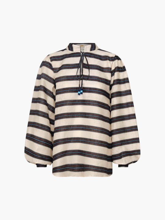 Las Rosas Linen Shirt | Navy Stripes