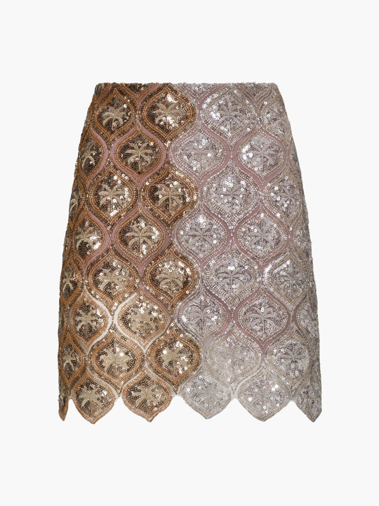 Las Ventas Palms Sequined Mini Skirt | Silver & Gold