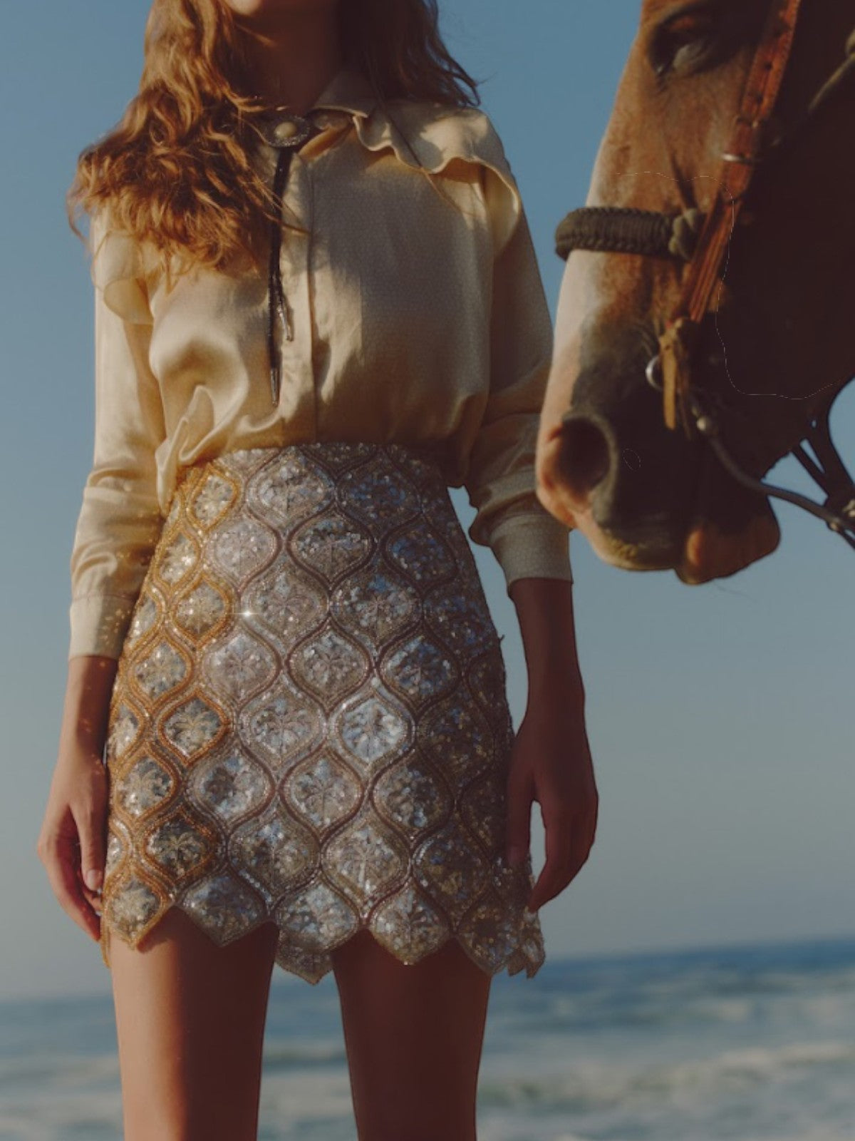 Las Ventas Palms Sequined Mini Skirt | Silver & Gold Las Ventas Palms Sequined Mini Skirt | Silver & Gold