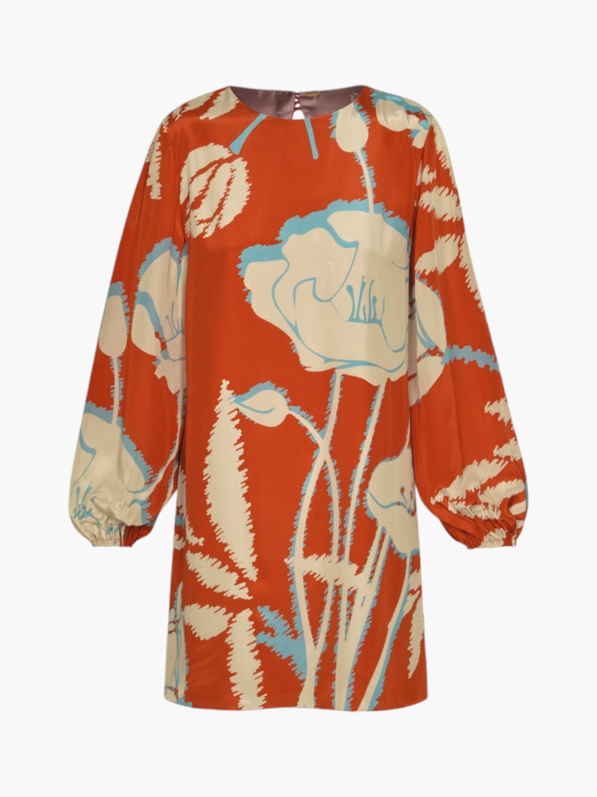Lisboa Crepe Chine Mini Dress | Orange Gladiolos Lisboa Crepe Chine Mini Dress | Orange Gladiolos - Fashionkind