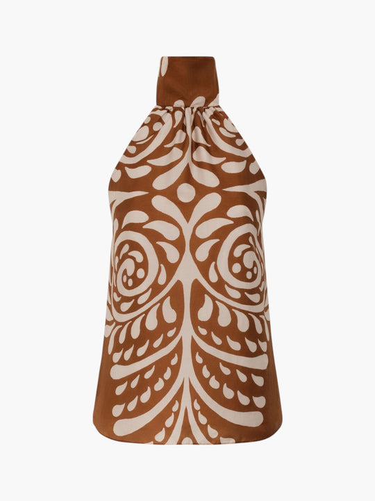 Magdalena Cotton Silk Blouse | Brown Arabesque