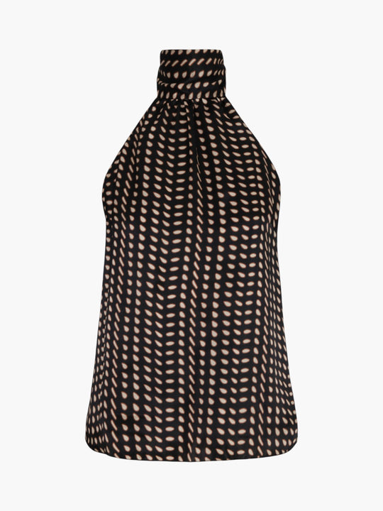 Magdalena Satin Silk Blouse | Black & Ivory Seeds