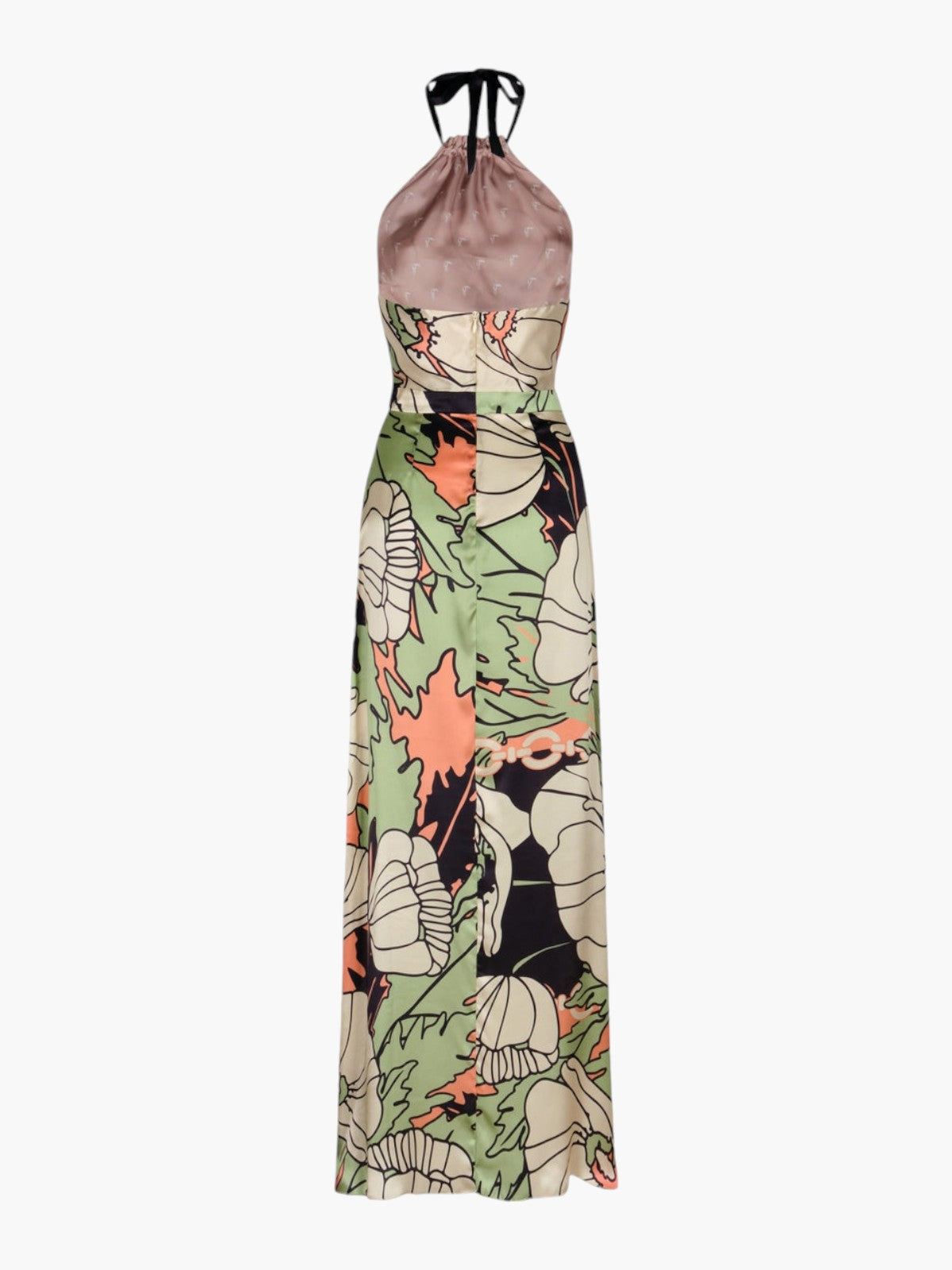 Magdalena Satin Silk Maxi Dress | Sage Gladiolos Garden Magdalena Satin Silk Maxi Dress | Sage Gladiolos Garden - Fashionkind