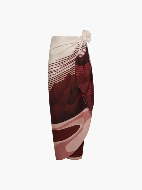 Mapara Linen Skirt | Red Tropical Landscape