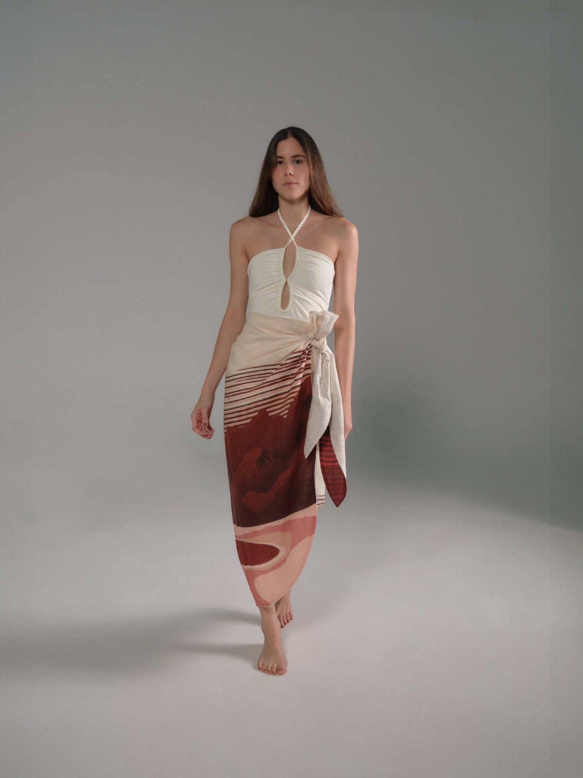 Mapara Linen Skirt | Red Tropical Landscape Mapara Linen Skirt | Red Tropical Landscape