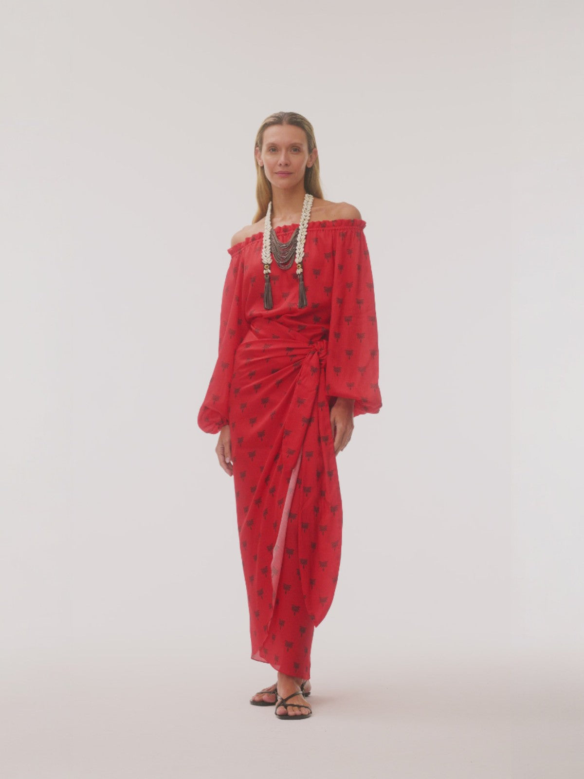 Mapara Martellato Silk Wrap Skirt | Red Polka Palms Mapara Martellato Silk Wrap Skirt | Red Polka Palms