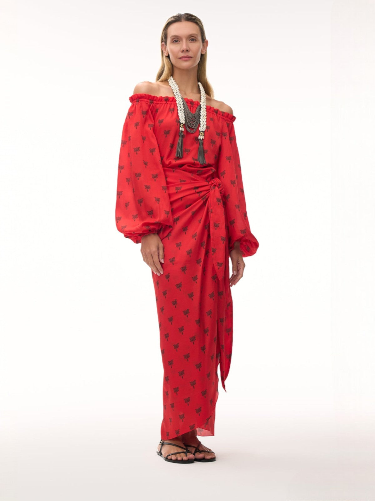 Mapara Martellato Silk Wrap Skirt | Red Polka Palms Mapara Martellato Silk Wrap Skirt | Red Polka Palms