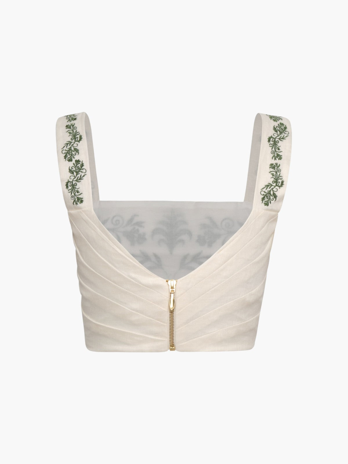 Marimba Embroidered Linen Top | Ivory Green Buganvilias Marimba Embroidered Linen Top | Ivory Green Buganvilias - Fashionkind