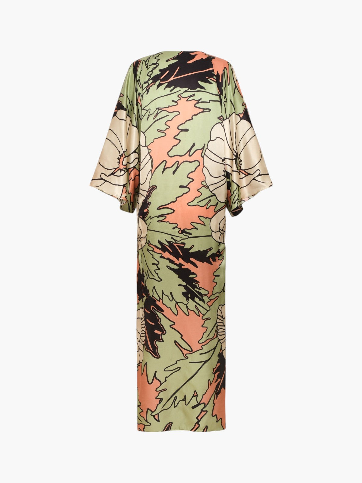 Mercedes Satin Silk Closed Tunic | Sage Gladiolos Garden Mercedes Satin Silk Closed Tunic | Sage Gladiolos Garden - Fashionkind