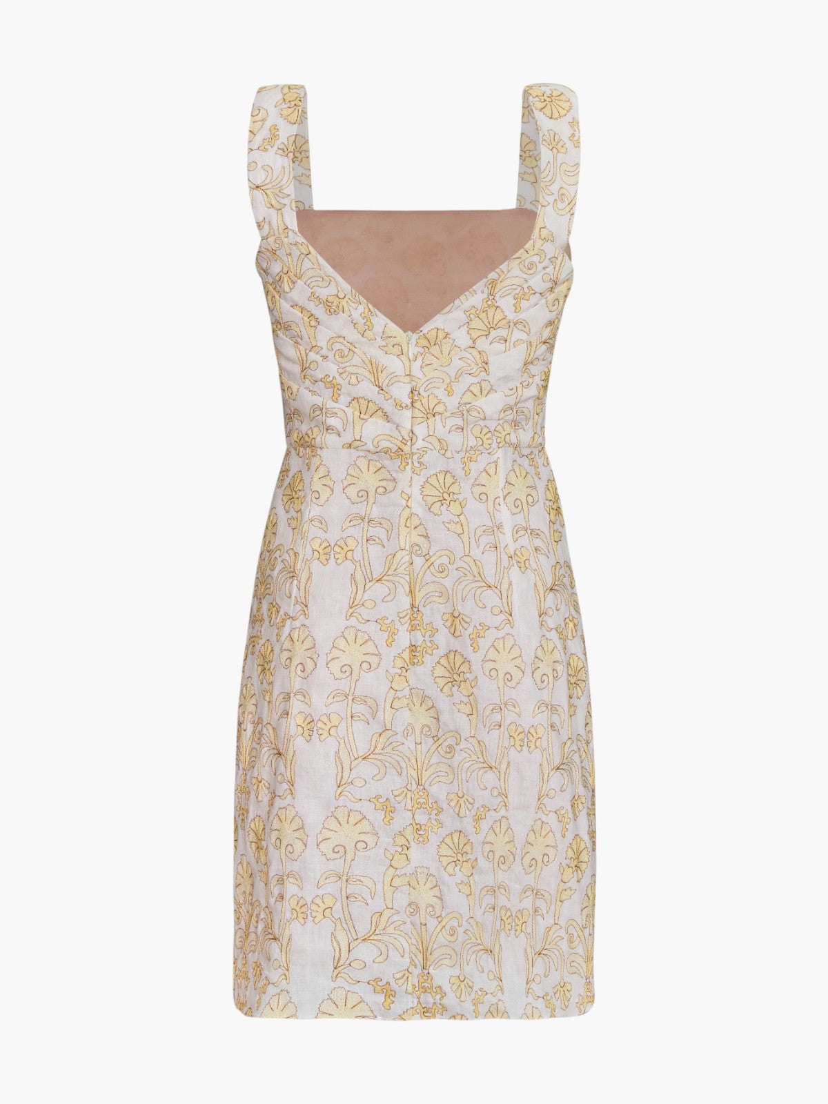 Micaela Embroidered Linen Mini Dress | Yellow Flowers Micaela Embroidered Linen Mini Dress | Yellow Flowers