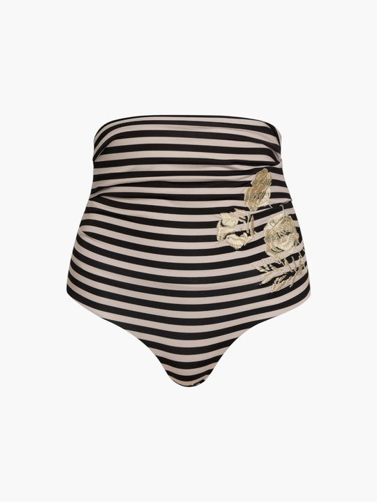 Morante Embroidered Bottom | Black & White Stripes