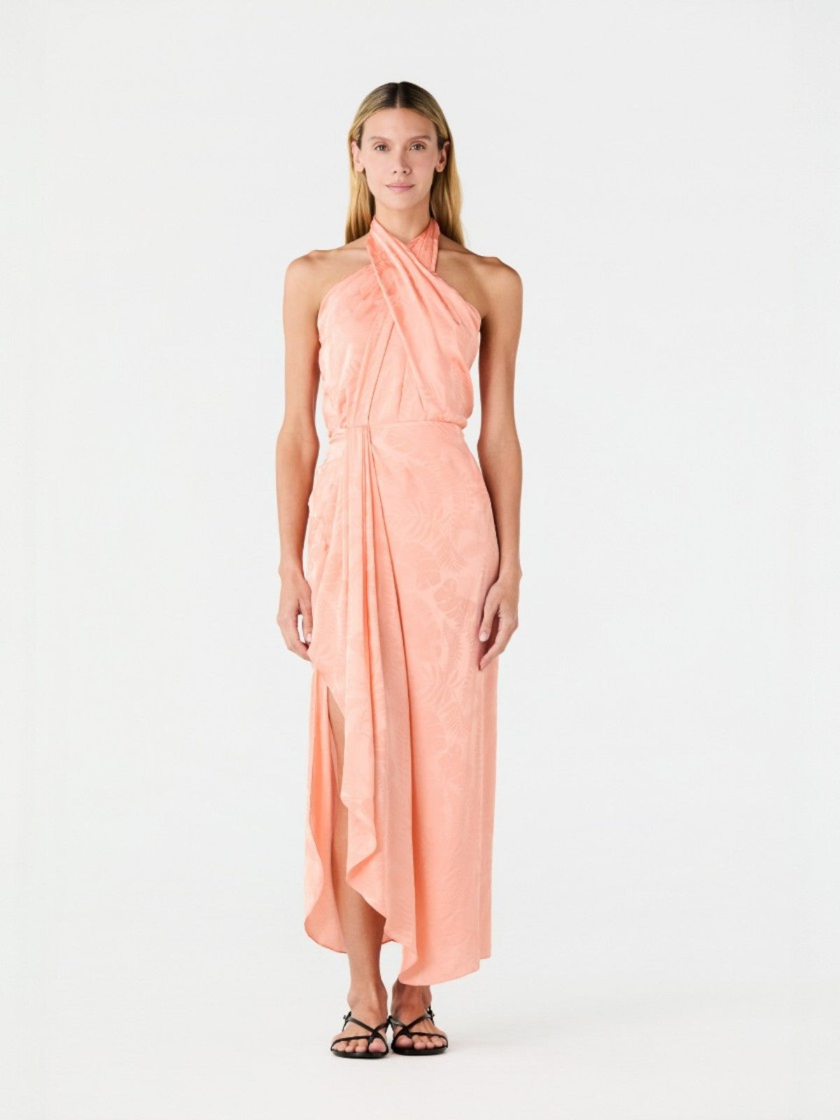 Myanmar Silk Jacquard Midi Skirt | Peach Myanmar Silk Jacquard Midi Skirt | Peach - Fashionkind